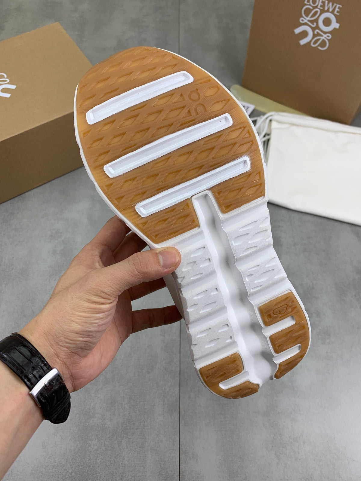 LOEWE x On White & Orange Sneakers