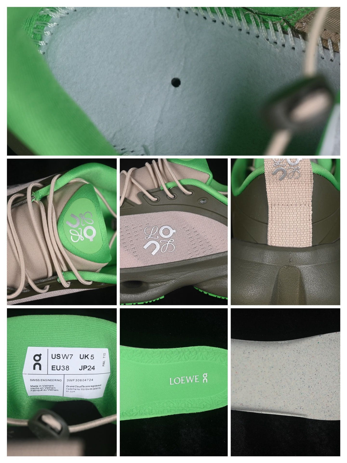 LOEWE x On Cloudsolo Taupe & Green Sneakers