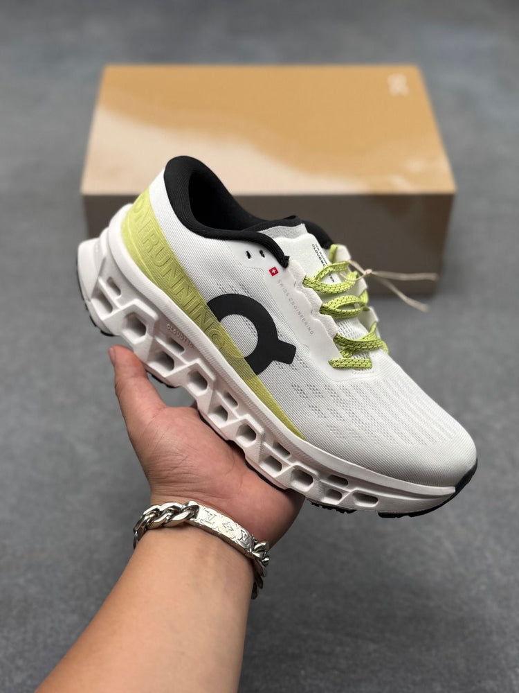 On Cloudmonster 3 White & Lime Sneakers