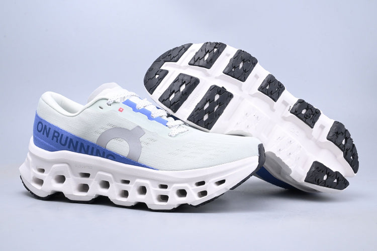 On Cloudmonster 3 White & Blue Sneakers