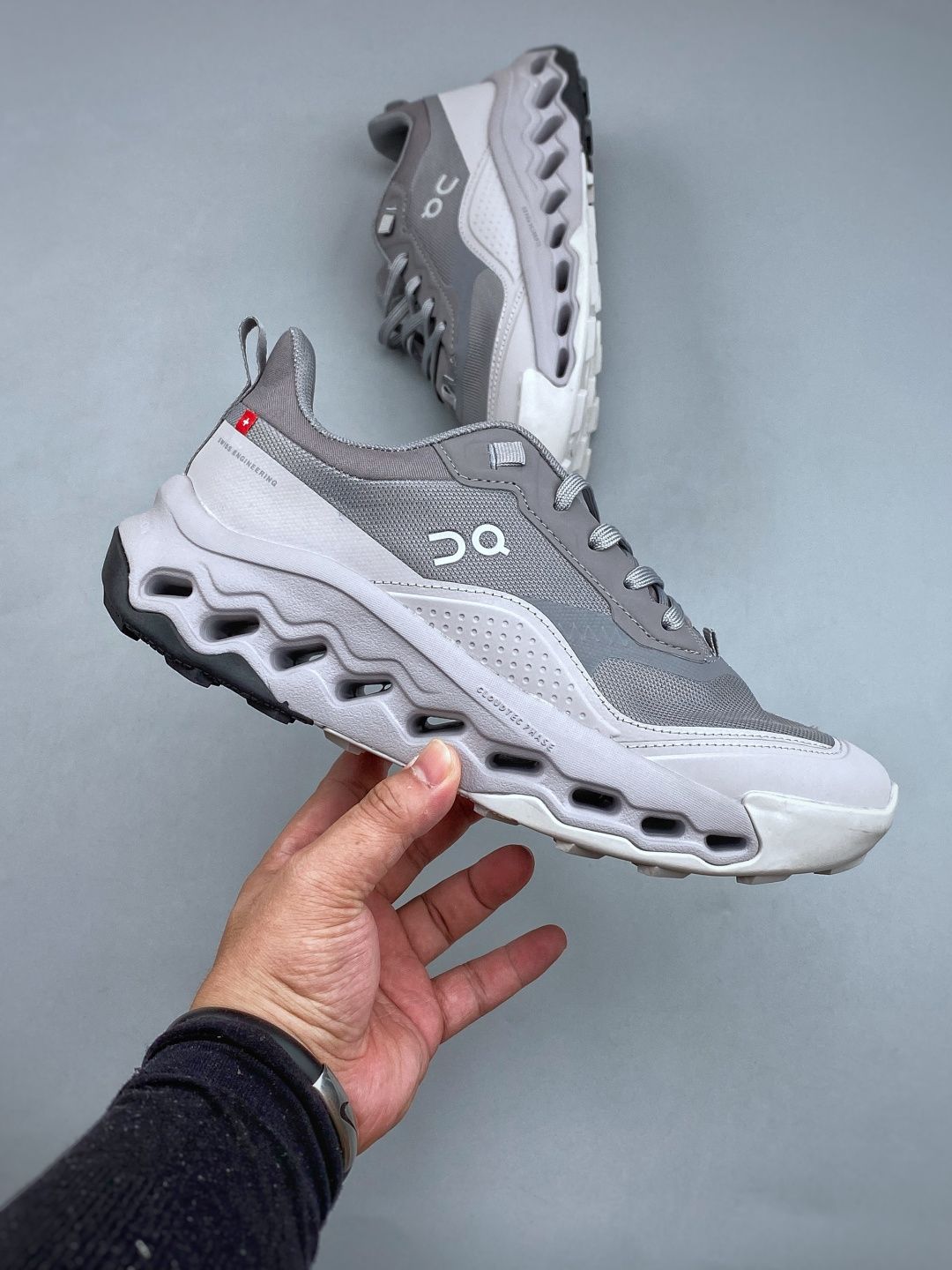 On Cloudleap Grey & White Sneakers