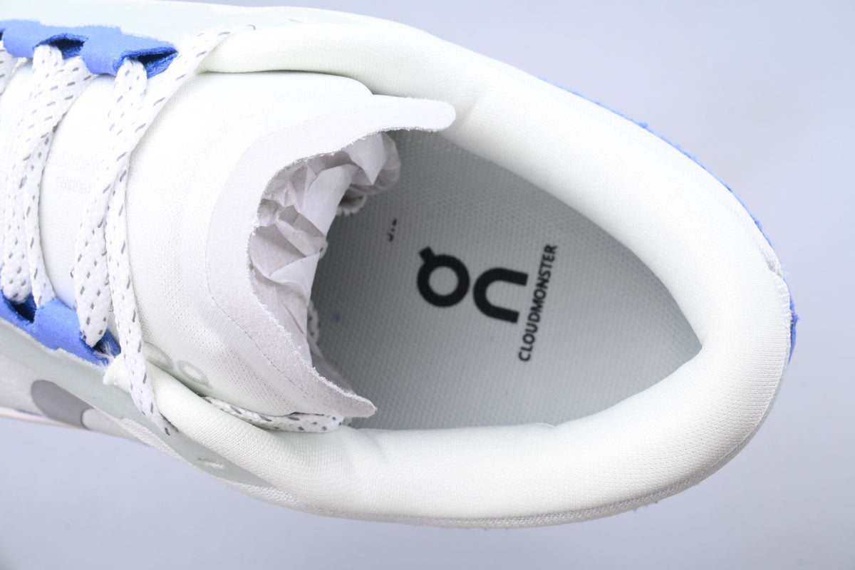 On Cloudmonster 3 White & Blue Sneakers