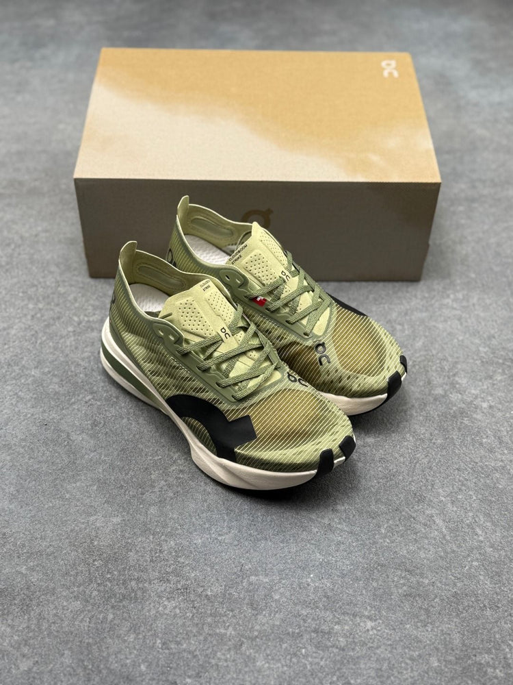 On Cloudboom Strike Olive & Cream Sneakers