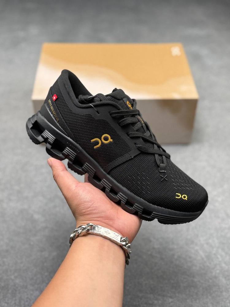 On Cloud X 4 Black Sneakers with Lime Details