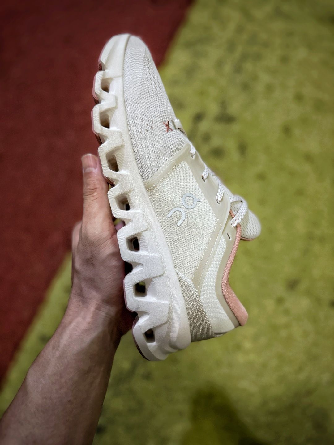 On Cloud X 5 Light Grey & Blush Sneakers