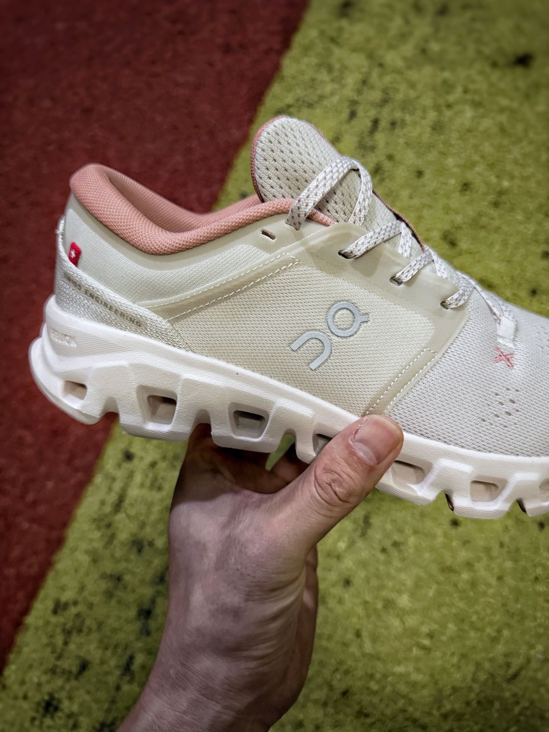 On Cloud X 5 Light Grey & Blush Sneakers