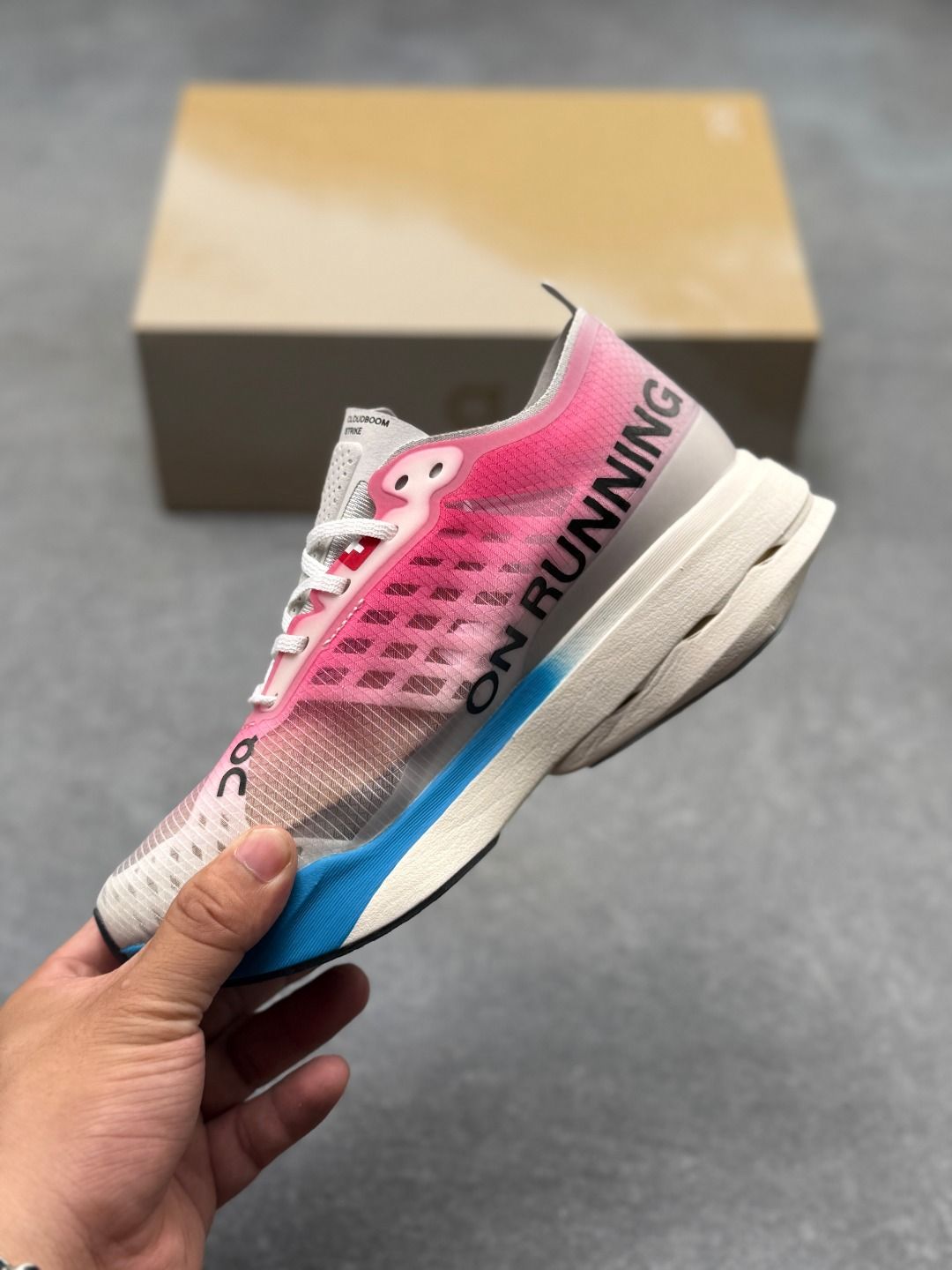 On Cloudboom Strike Pink & Blue Sneakers