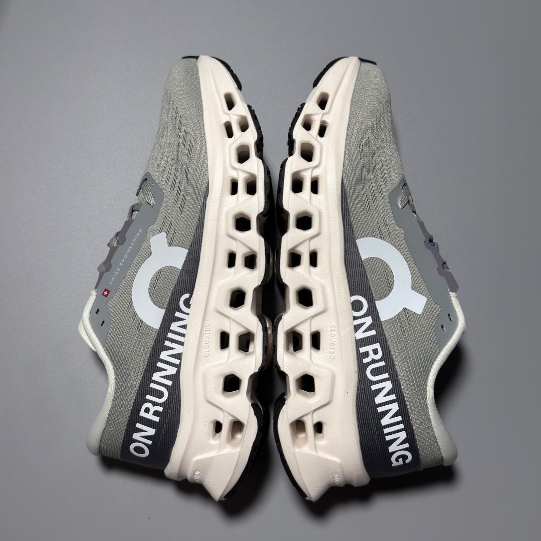On Cloudmonster 3 Grey & Cream Sneakers