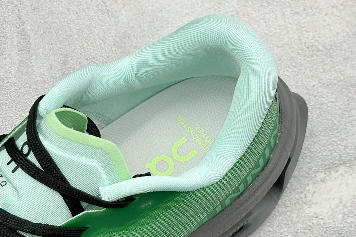 On Cloudmonster Hyper Green & Charcoal Sneakers