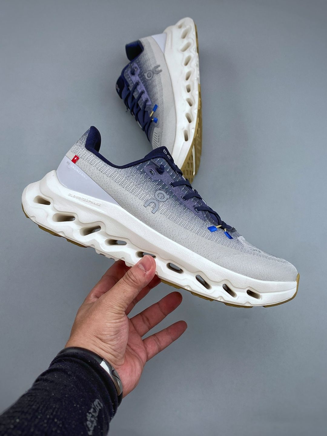 On Cloudtilt White & Navy Sneakers