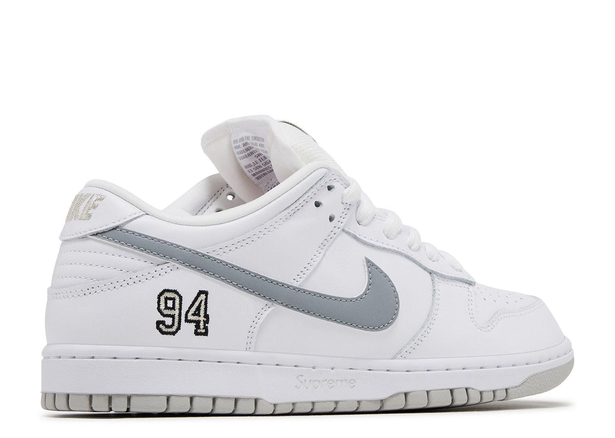 Nike Supreme x Dunk Low SB 'White Metallic Silver' (HQ8487-100)