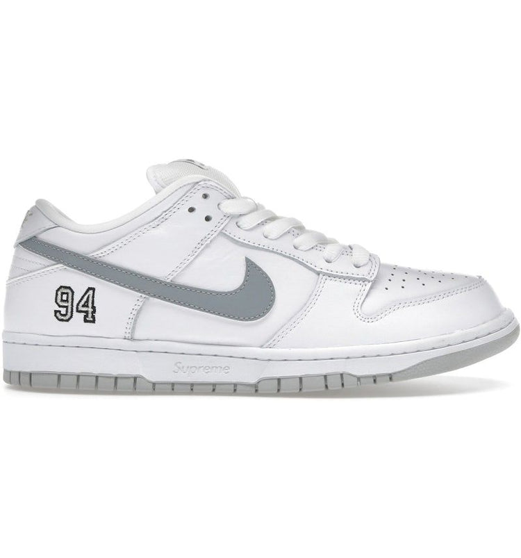 Nike Supreme x Dunk Low SB 'White Metallic Silver' (HQ8487-100)