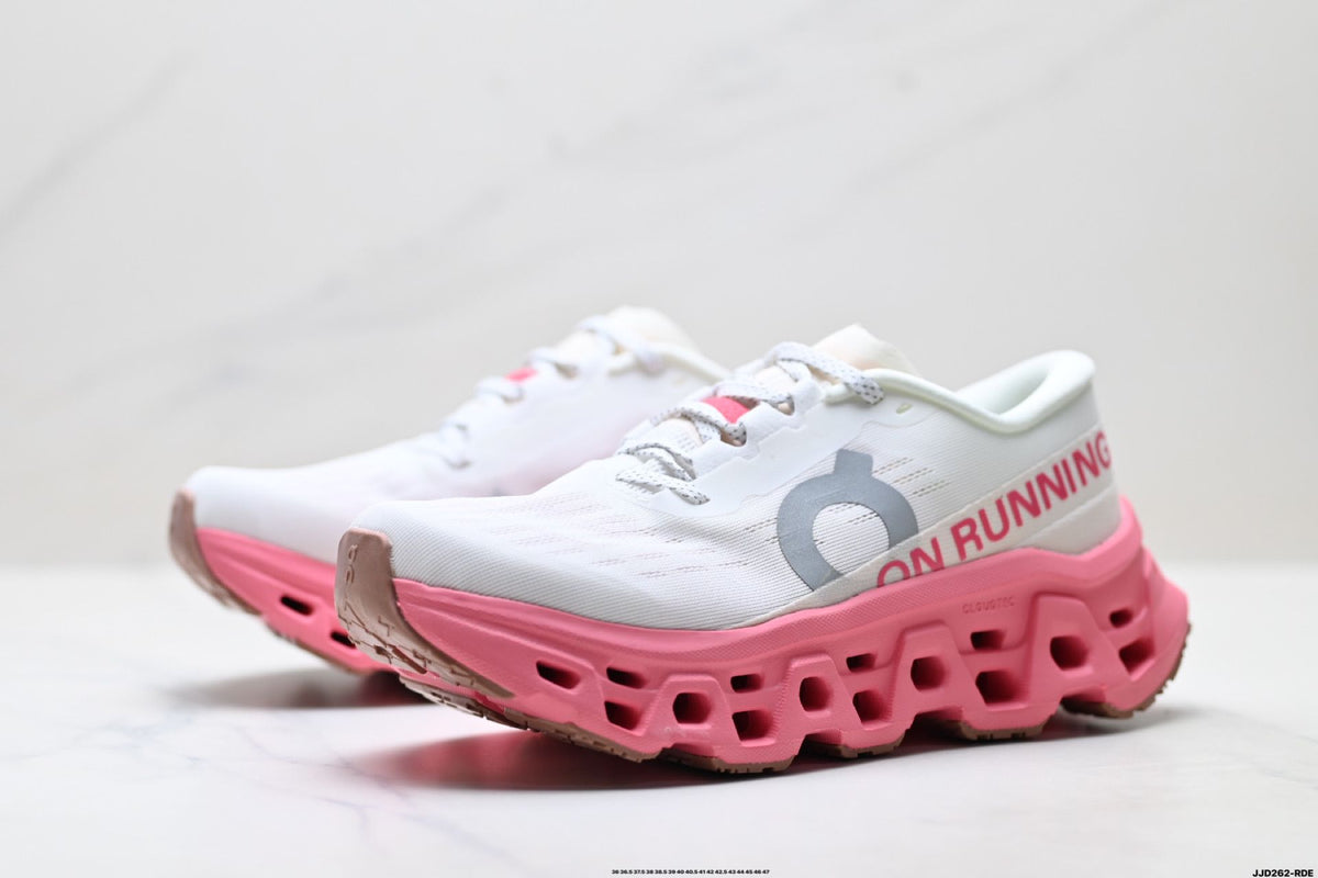 On Cloudmonster 3 White & Pink Sneakers