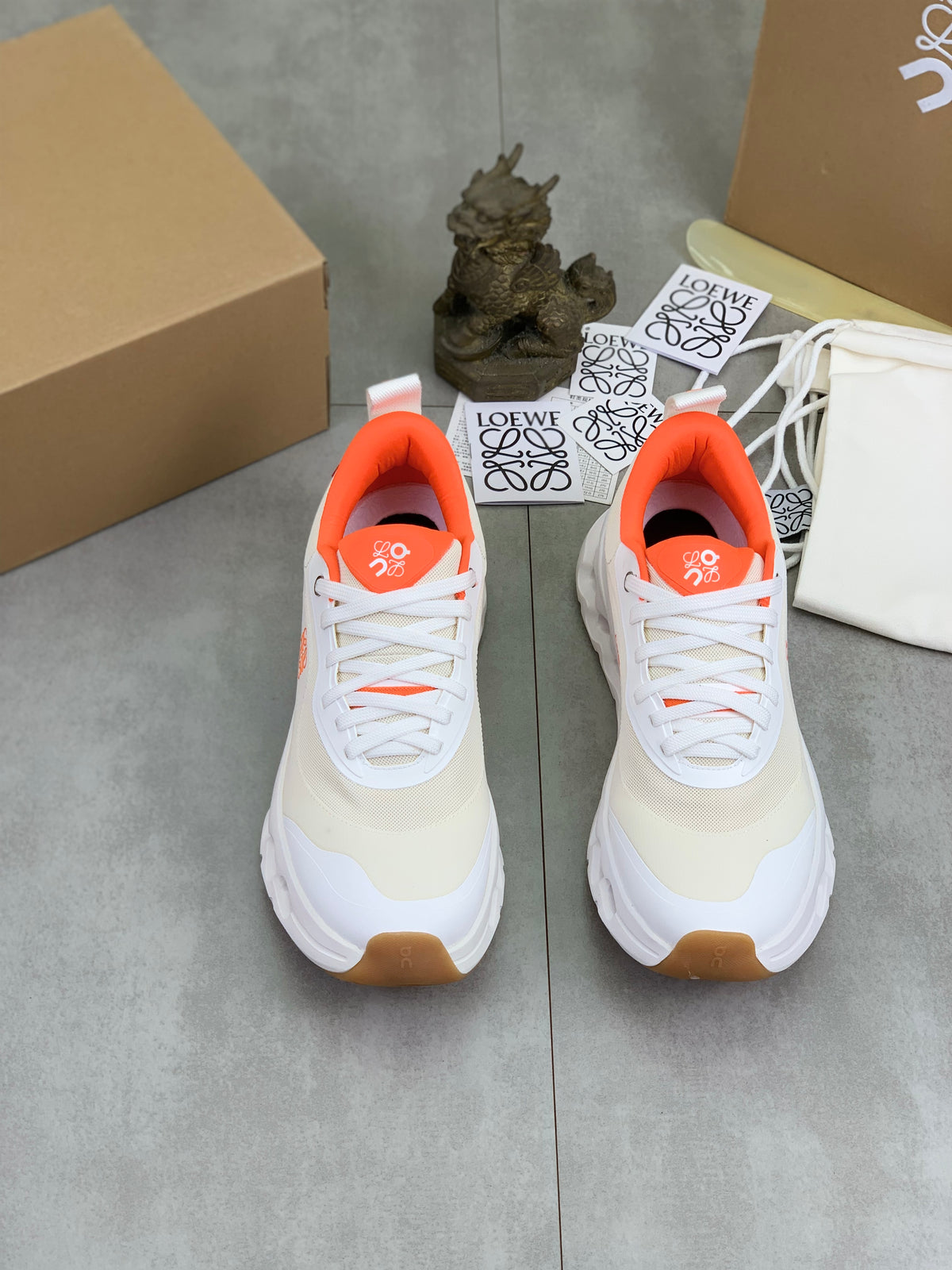 LOEWE x On White & Orange Sneakers