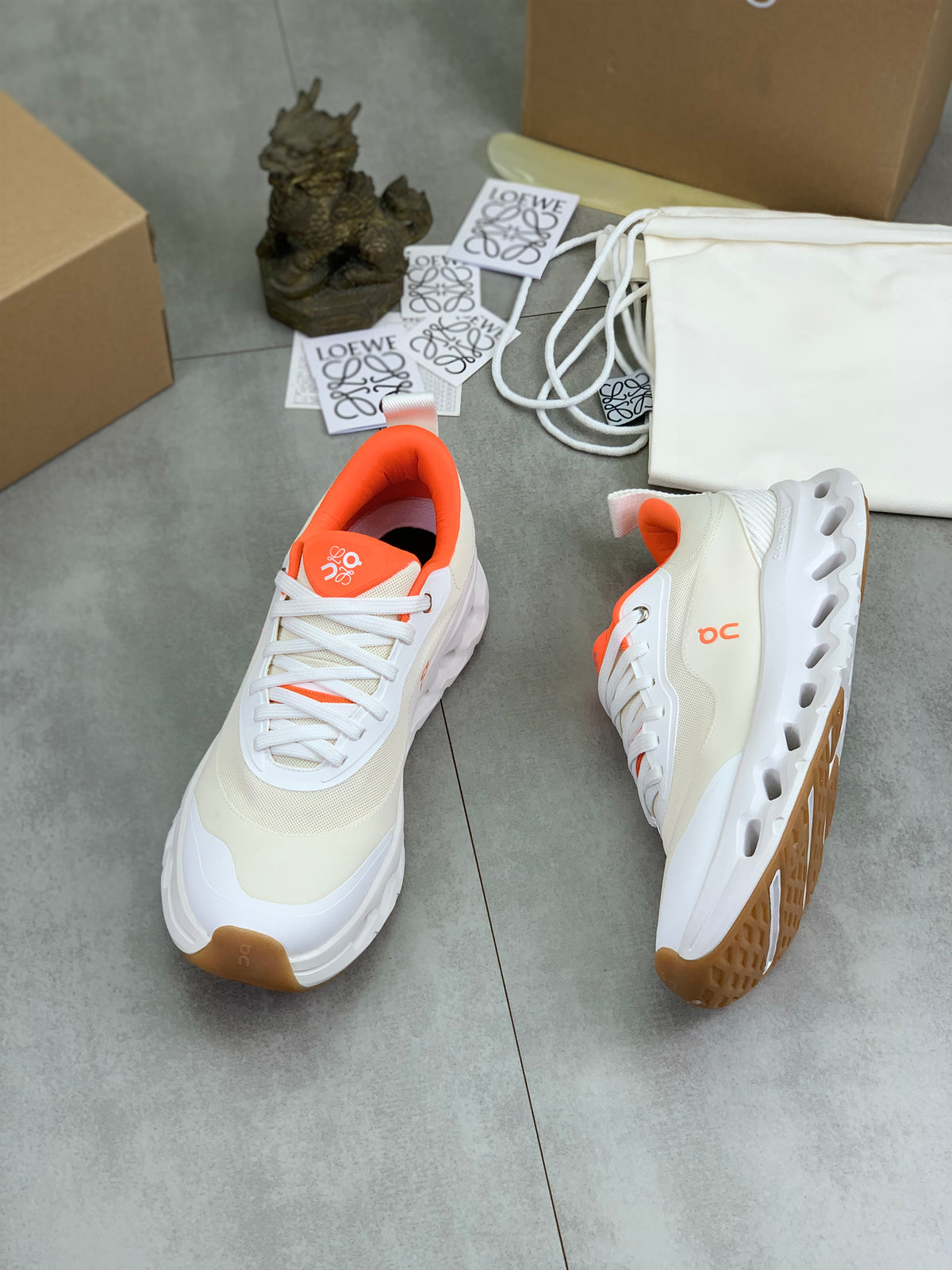 LOEWE x On White & Orange Sneakers