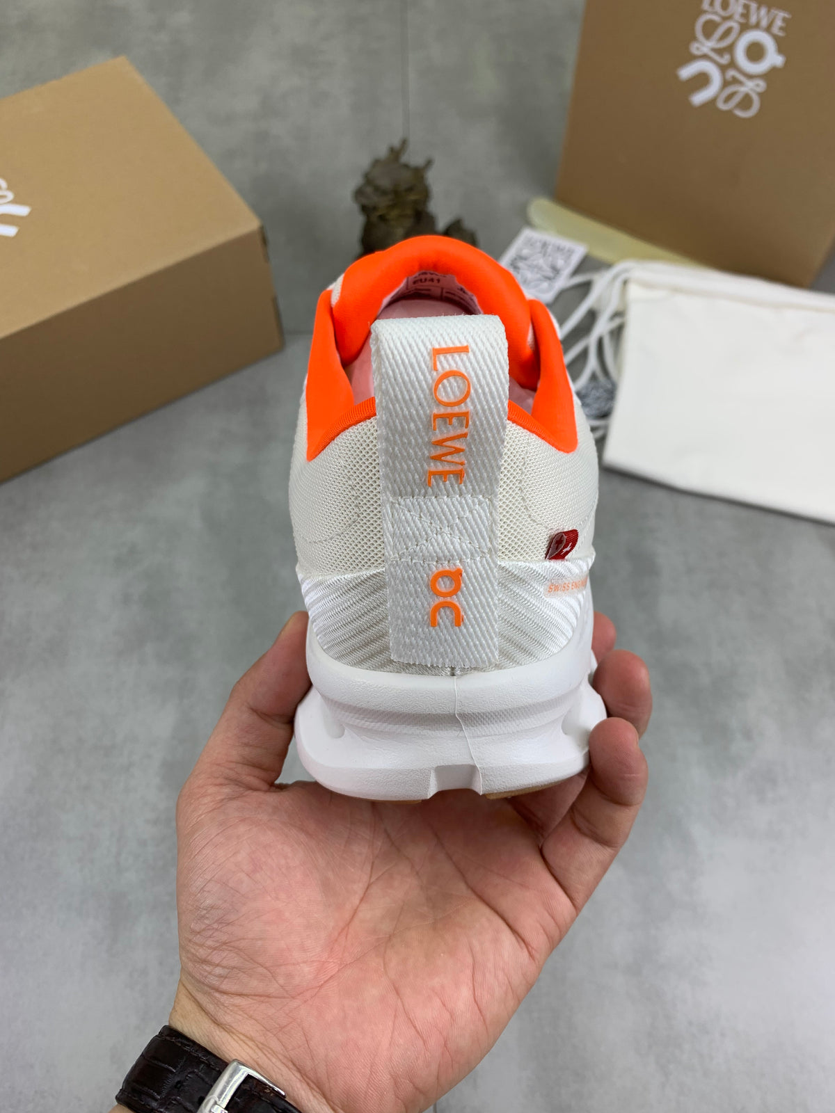 LOEWE x On White & Orange Sneakers