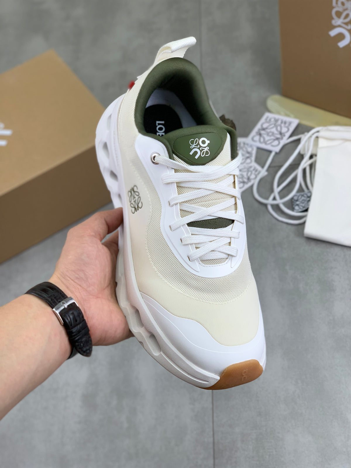 LOEWE x On White & Olive Sneakers