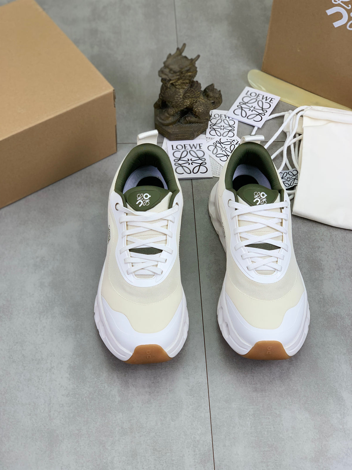 LOEWE x On White & Olive Sneakers