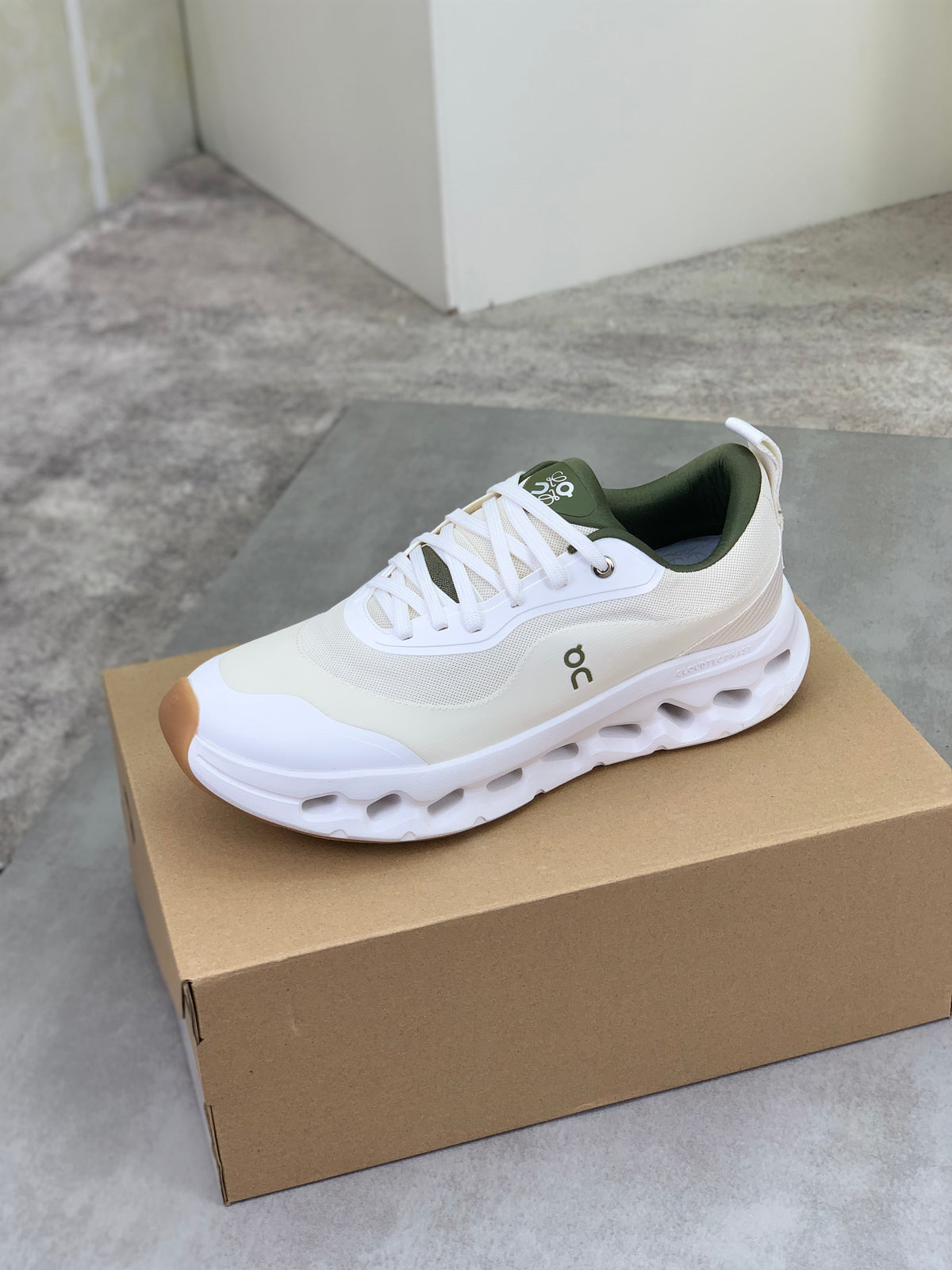 LOEWE x On White & Olive Sneakers