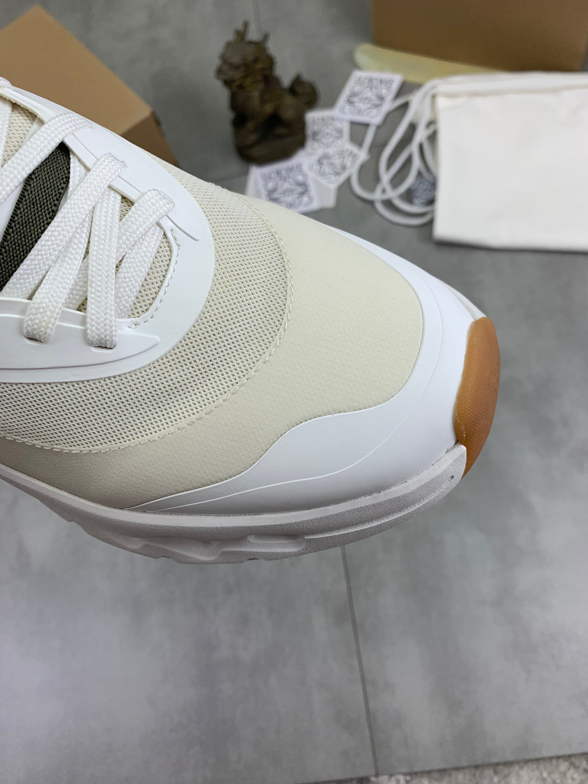 LOEWE x On White & Olive Sneakers