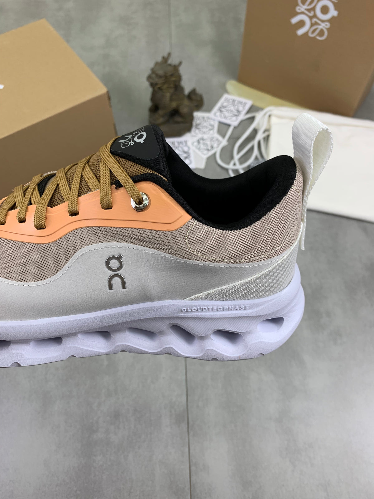 LOEWE x On White & Peach Sneakers