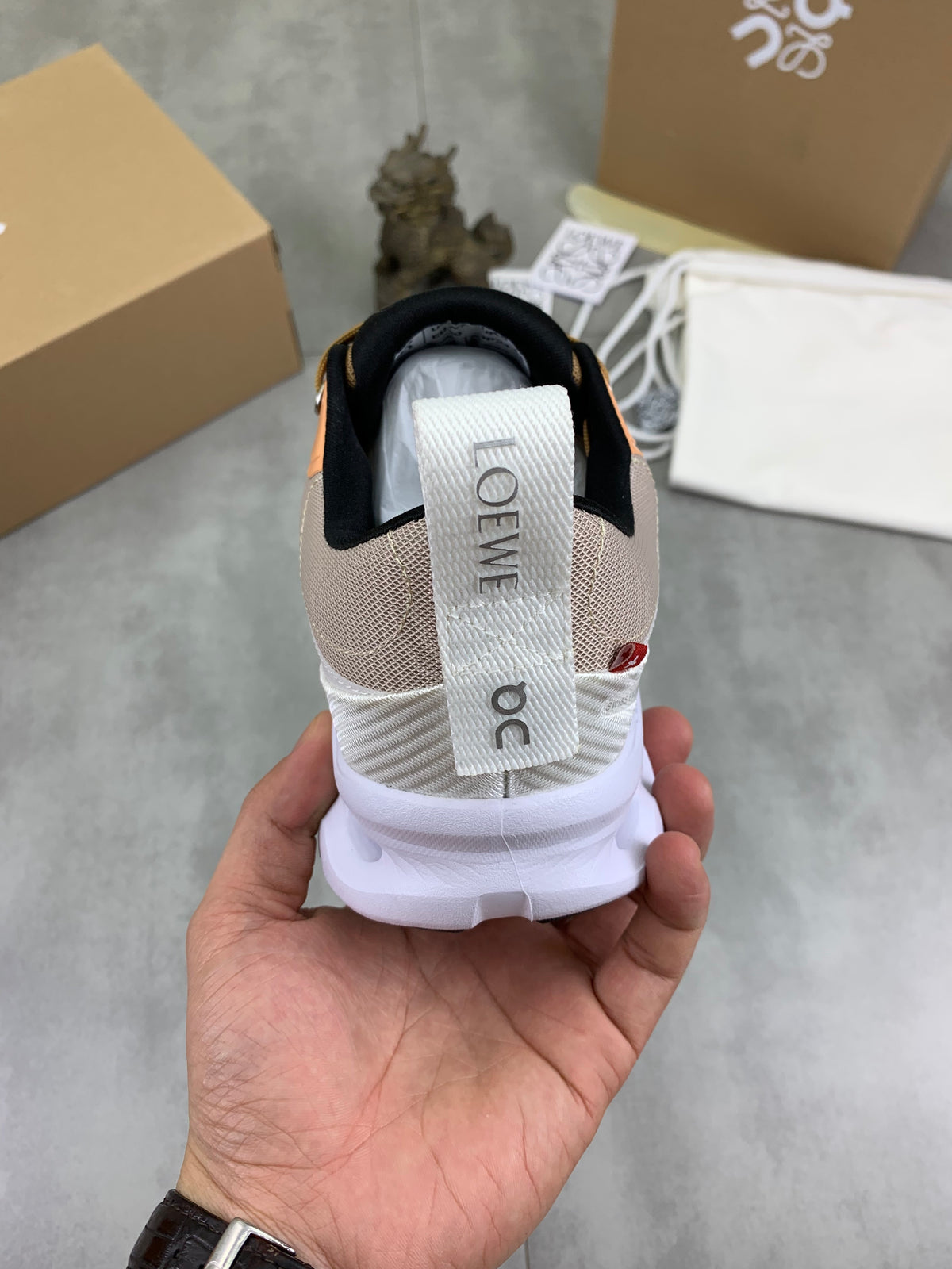 LOEWE x On White & Peach Sneakers