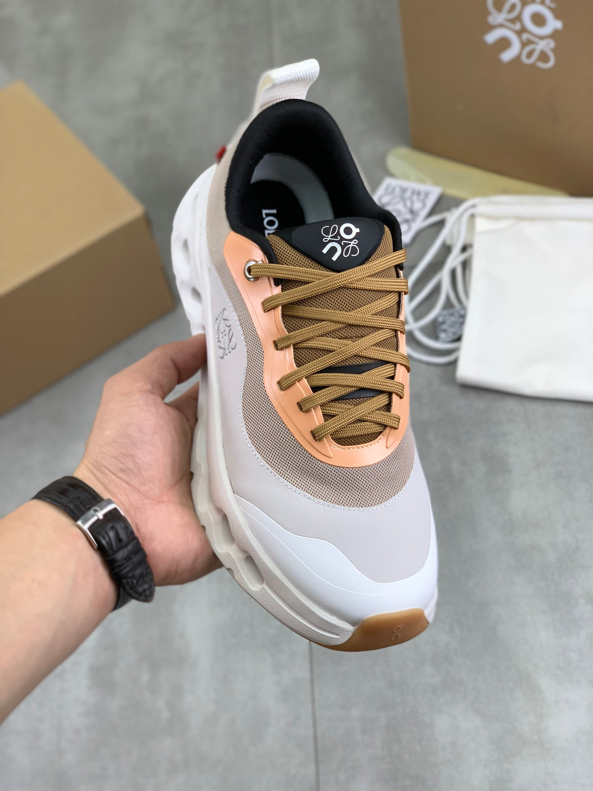 LOEWE x On Peach & Black Sneakers