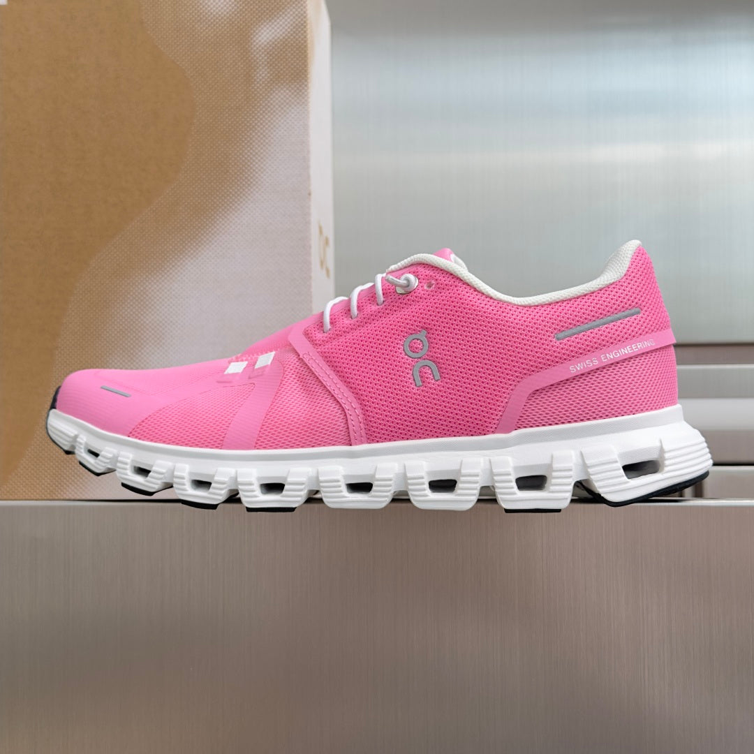 On Cloud 6 Bright Pink & White Sneakers