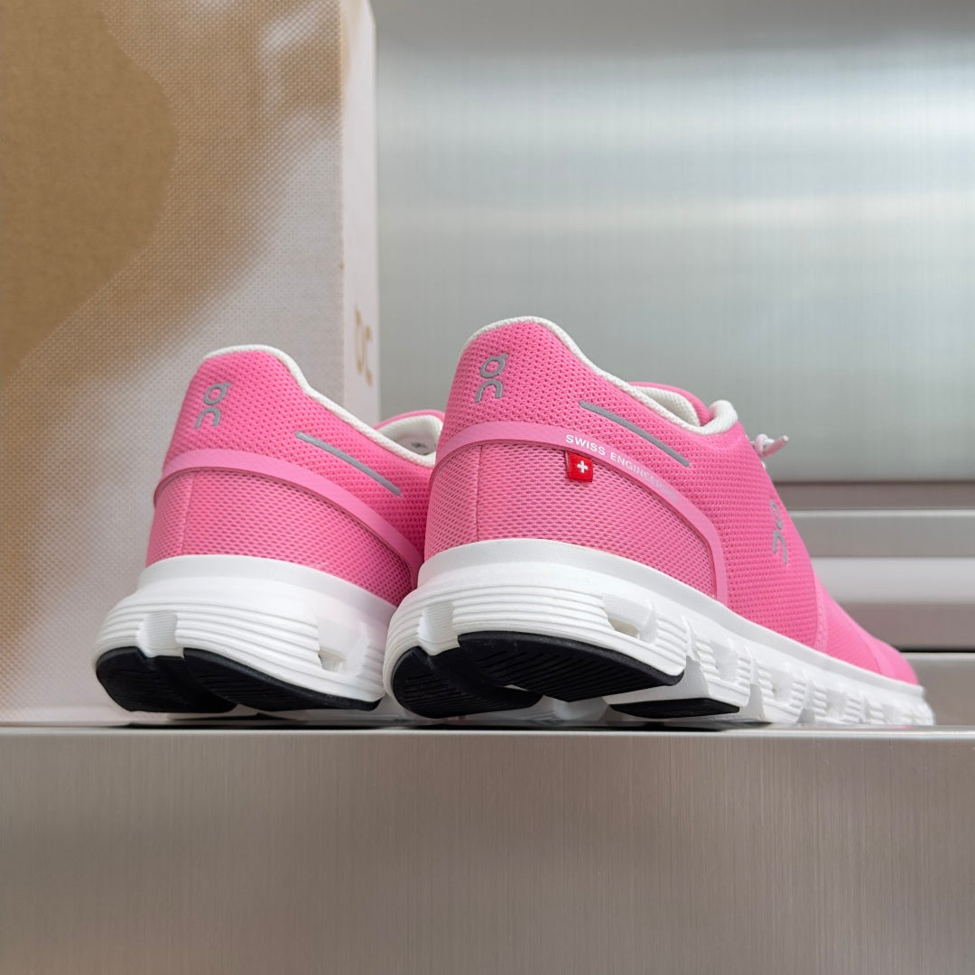On Cloud 6 Bright Pink & White Sneakers