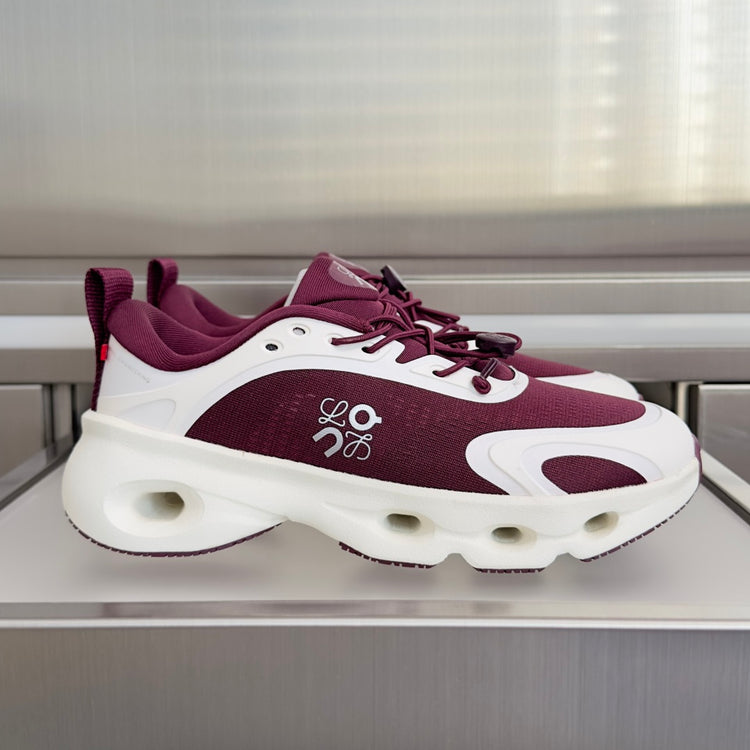 LOEWE x On Cloudsolo Burgundy & White Sneakers