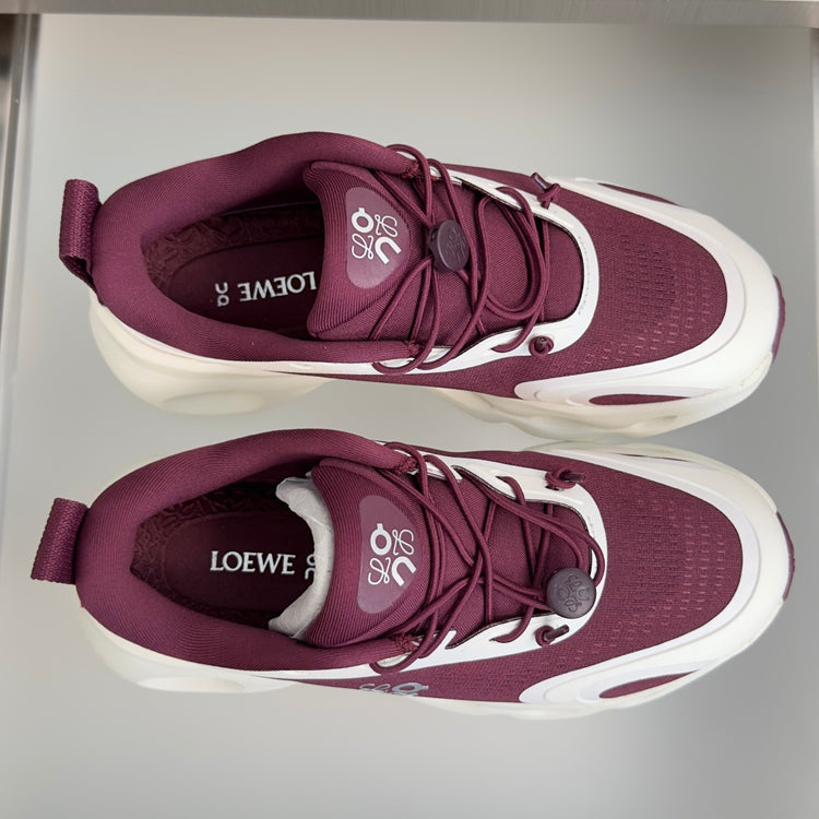 LOEWE x On Cloudsolo Burgundy & White Sneakers