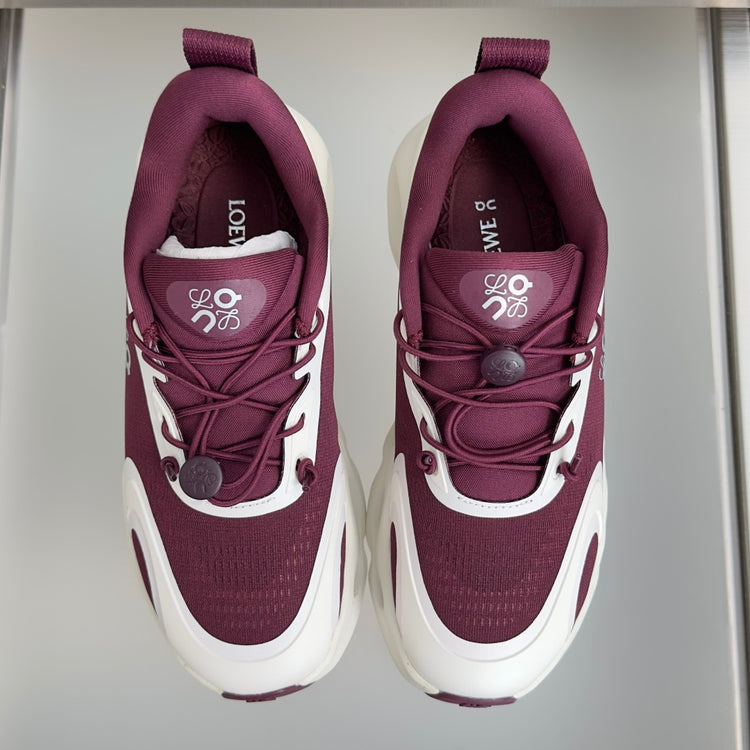 LOEWE x On Cloudsolo Burgundy & White Sneakers