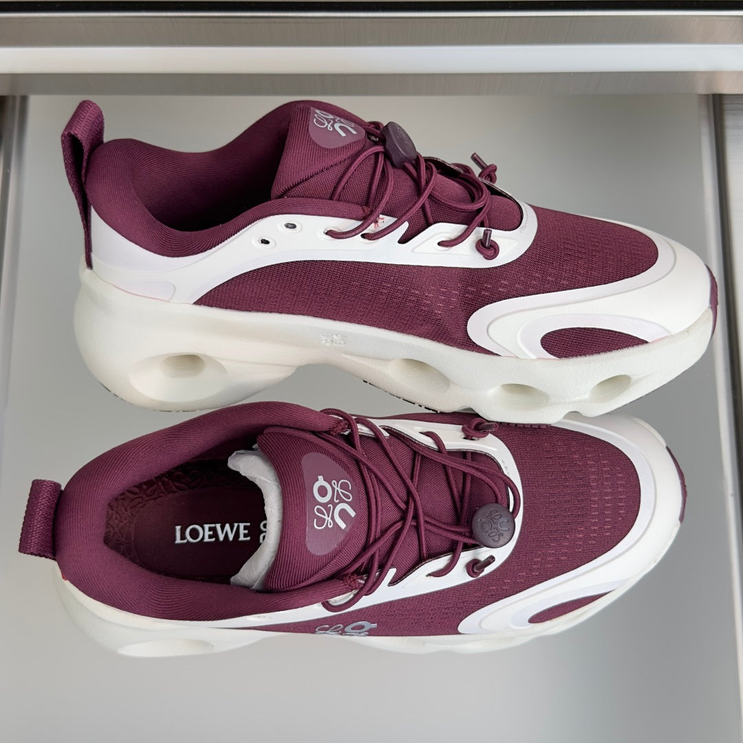 LOEWE x On Cloudsolo Burgundy & White Sneakers
