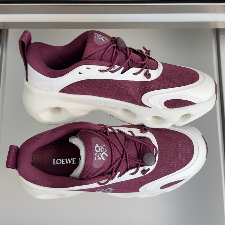 LOEWE x On Cloudsolo Burgundy & White Sneakers