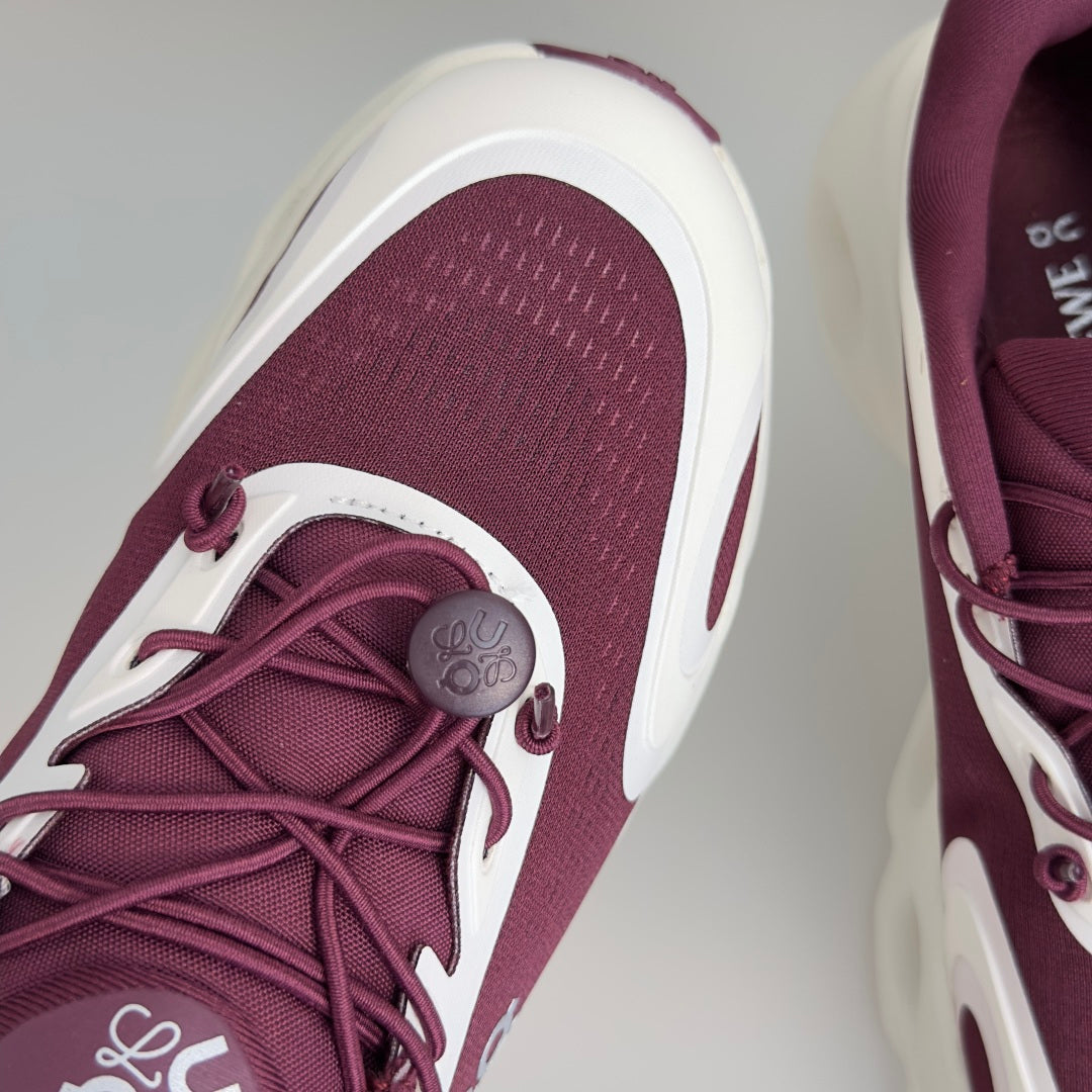 LOEWE x On Cloudsolo Burgundy & White Sneakers
