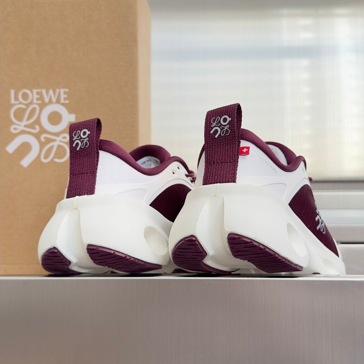 LOEWE x On Cloudsolo Burgundy & White Sneakers