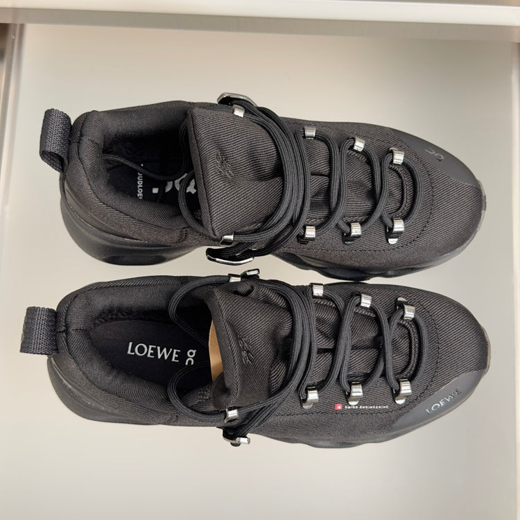 LOEWE x On Black Sneakers with Silver Details