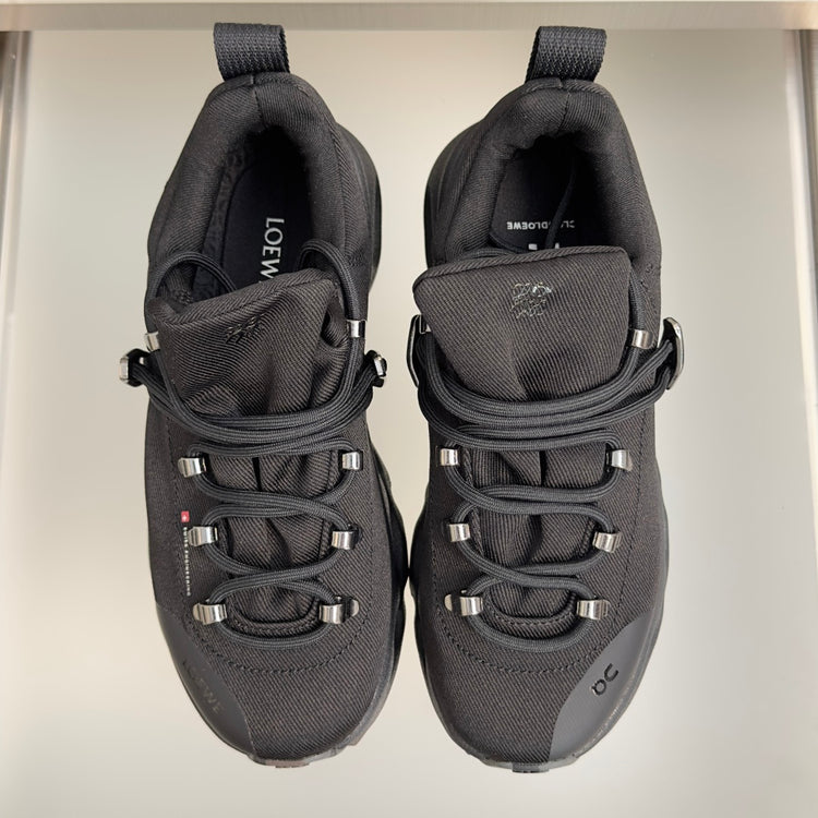 LOEWE x On Black Sneakers with Silver Details