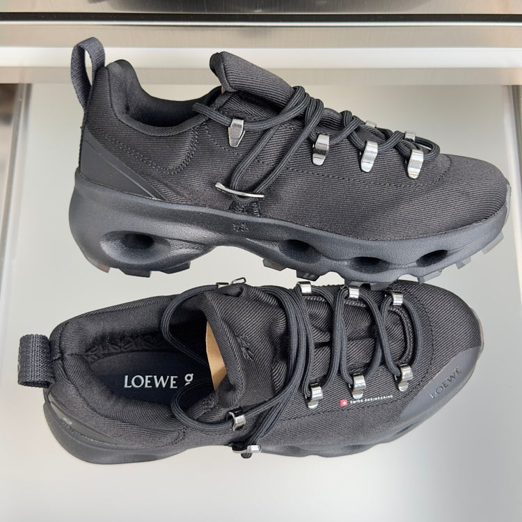 LOEWE x On Black Sneakers with Silver Details