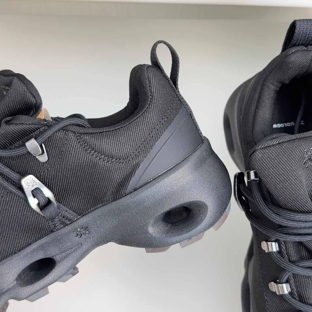 LOEWE x On Black Sneakers with Silver Details