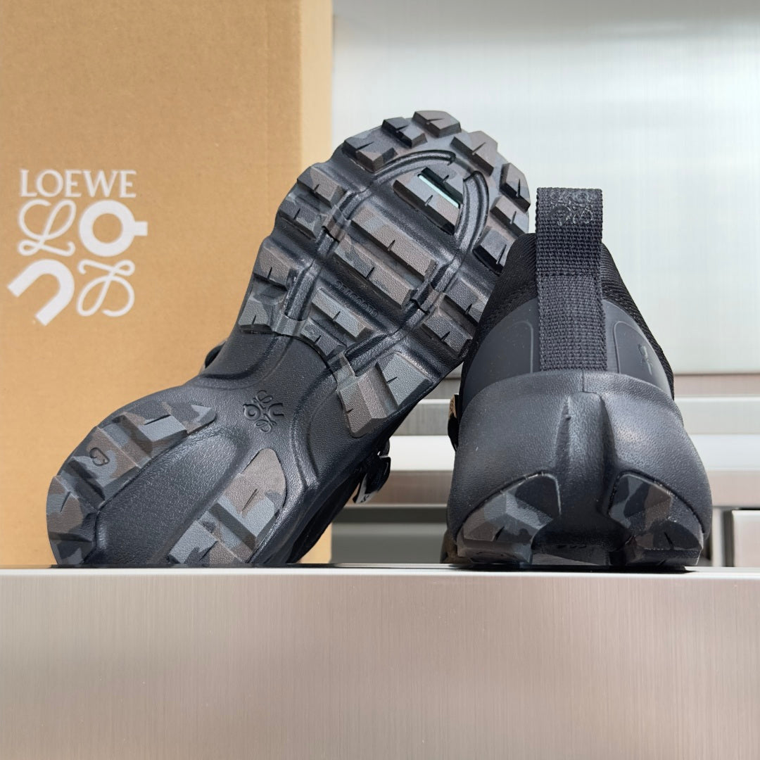LOEWE x On Black Sneakers with Silver Details