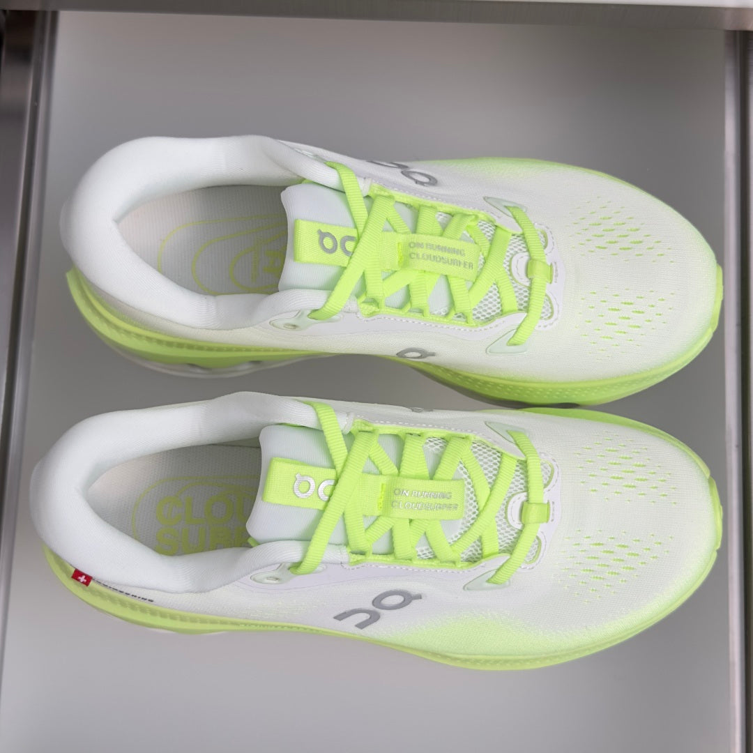 On Cloudvista 3 White & Neon Lime Sneakers