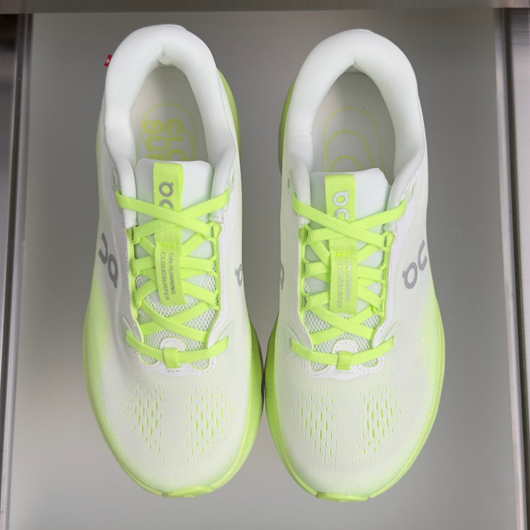 On Cloudvista 3 White & Neon Lime Sneakers