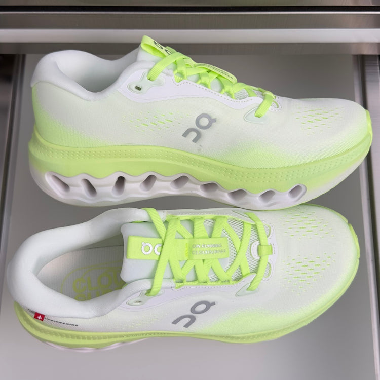 On Cloudvista 3 White & Neon Lime Sneakers