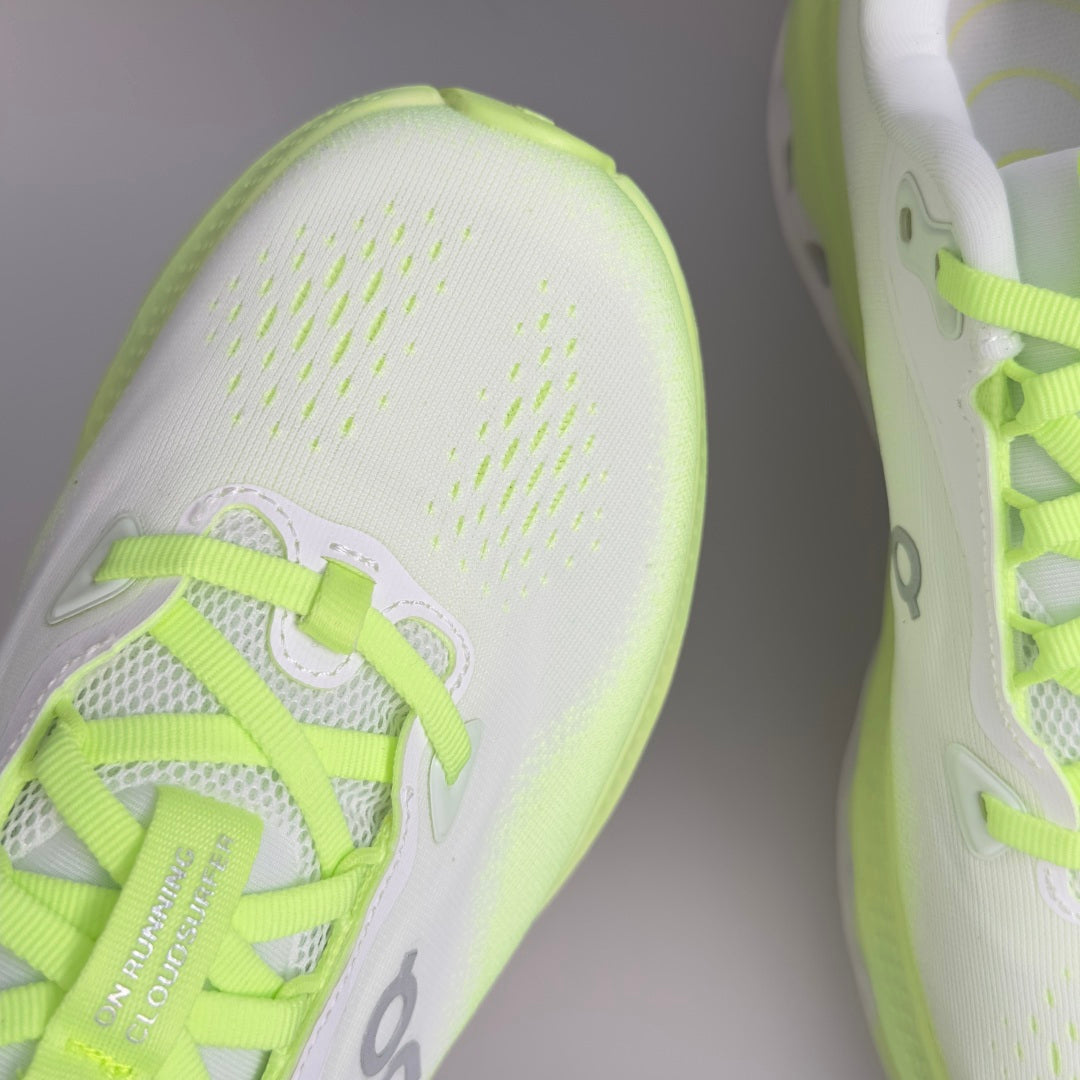 On Cloudvista 3 White & Neon Lime Sneakers