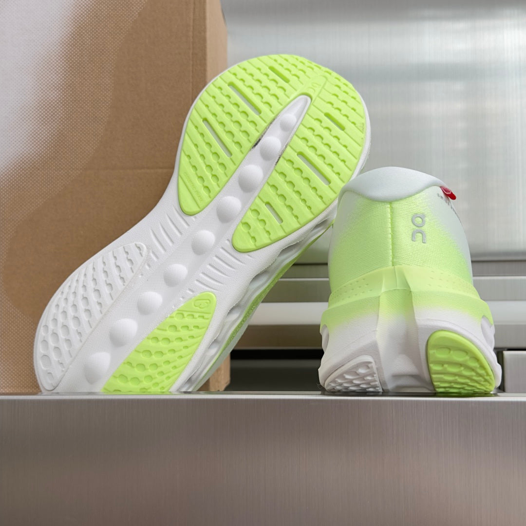 On Cloudvista 3 White & Neon Lime Sneakers