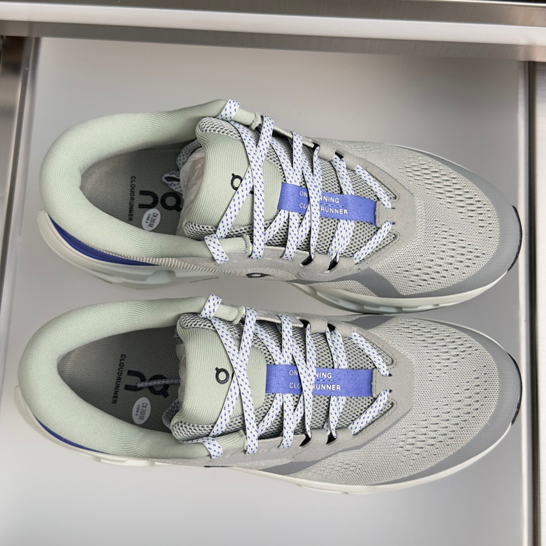 On Cloudrunner 3 Light Grey & Blue Sneakers