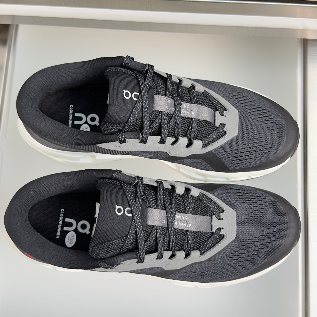 On Cloudrunner 3 Black & White Sneakers