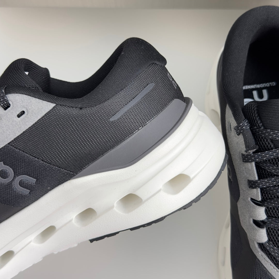 On Cloudrunner 3 Black & White Sneakers