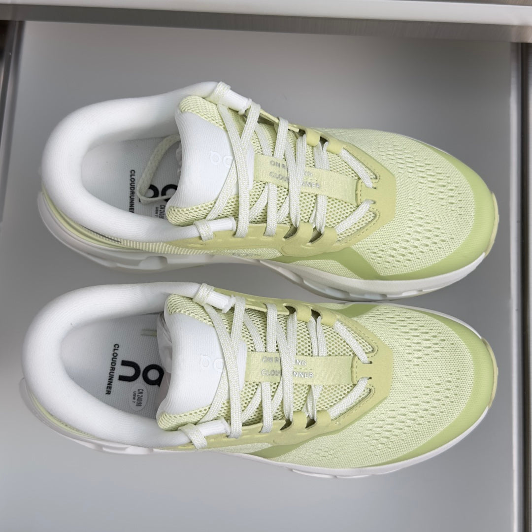 On Cloudrunner 3 Pale Lime & White Sneakers